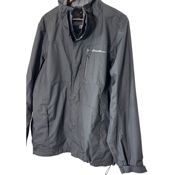 Eddie‎ Bauer  Mens Windbreaker Rain Jacket Full Zip Up  Black Size M Zip No Hood - Picture 1 of 9